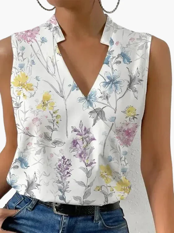 Top estivo da donna scollo a V effetto incrociato senza maniche – Camicia elegante per tempo libero e ufficio