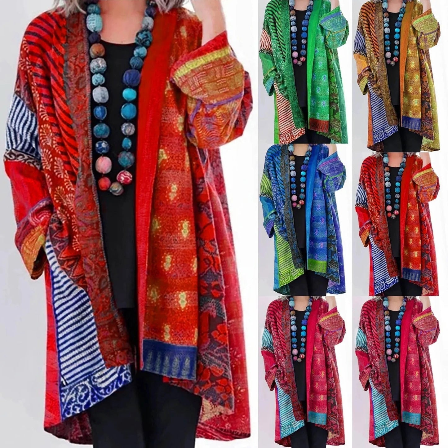 Dam Vintage Kimono Cardigan – Boho-stil för vardag & fritid