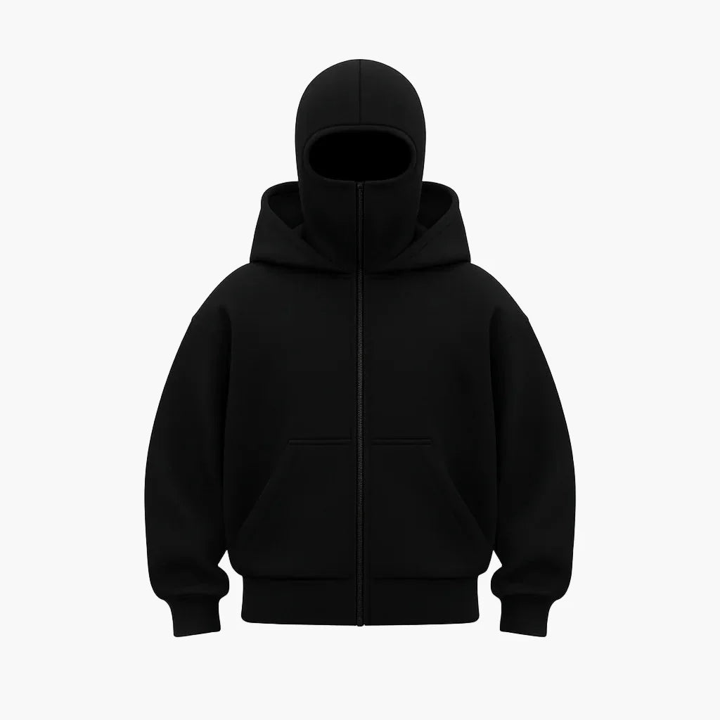 Unisex streetwear techwear hoodie med integreret ansigtsmaske – Urban stil til hverdag og udendørs