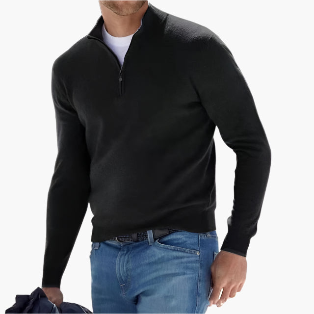 Męski sweter dziany z zamkiem – Nowoczesny casualowy look i komfort
