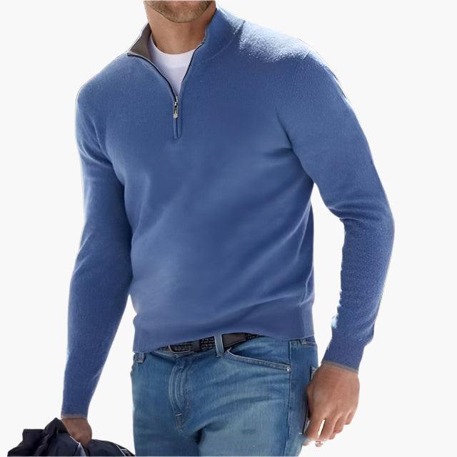 Męski sweter dziany z zamkiem – Nowoczesny casualowy look i komfort
