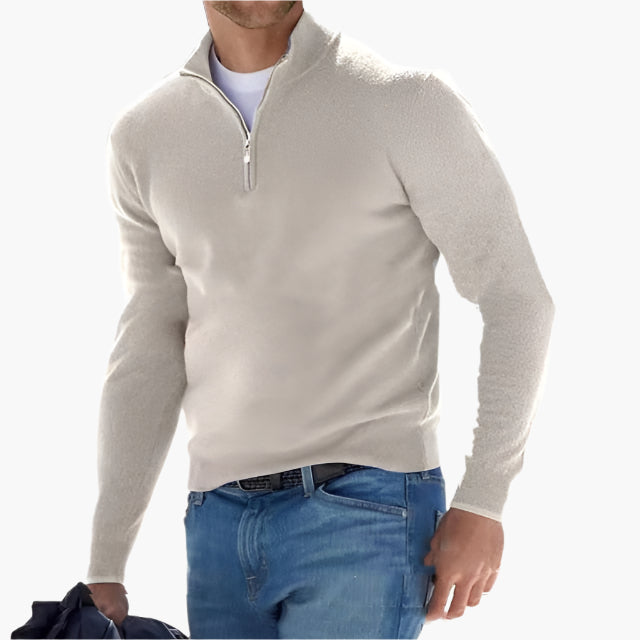 Męski sweter dziany z zamkiem – Nowoczesny casualowy look i komfort