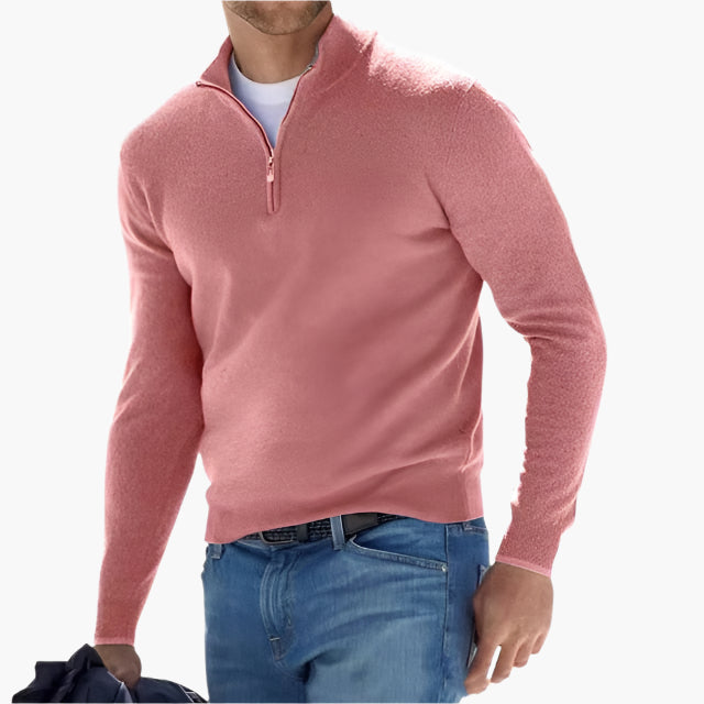 Męski sweter dziany z zamkiem – Nowoczesny casualowy look i komfort
