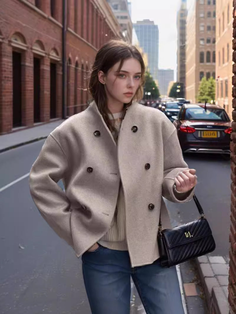 Oversized jas voor dames met dubbele rits en zakken