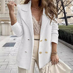 Gebreide blazer voor dames met dubbele knopenrij en reverskraag