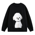 Oversized trui voor dames met ronde hals en hondenmotief