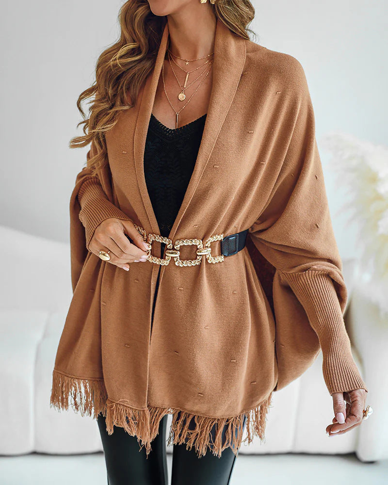 Poncho voor dames met franjes