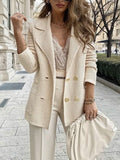 Gebreide blazer voor dames met dubbele knopenrij en reverskraag