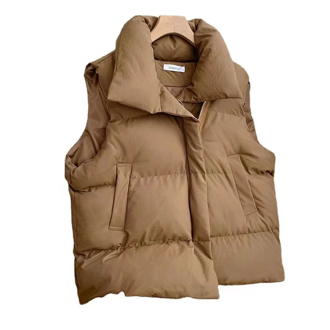 Gewatteerde bodywarmer voor dames met sjaalkraag en verstelbare zoom met koord