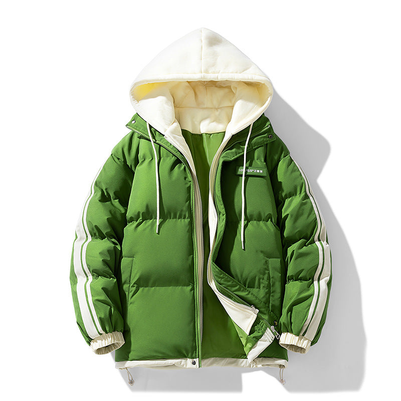 Gewatteerde parka voor heren met ingebouwde hoodie en tweewegrits