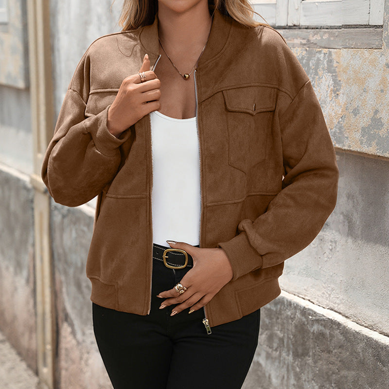 Oversized bomberjack voor dames met lange mouwen en borstzakken