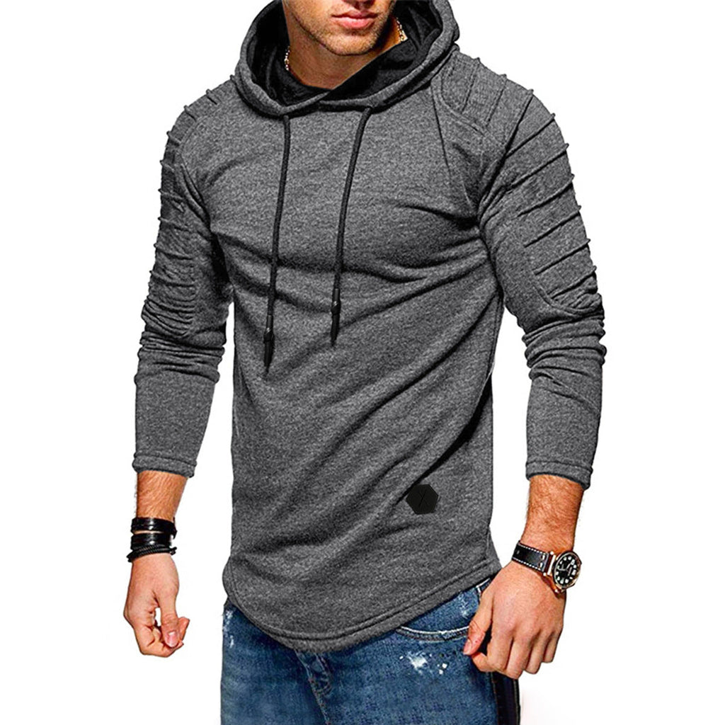 Lange hoodie voor heren met koord en lange mouwen