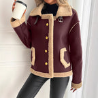 Teddyjas voor dames met knoopsluiting en zijzakken