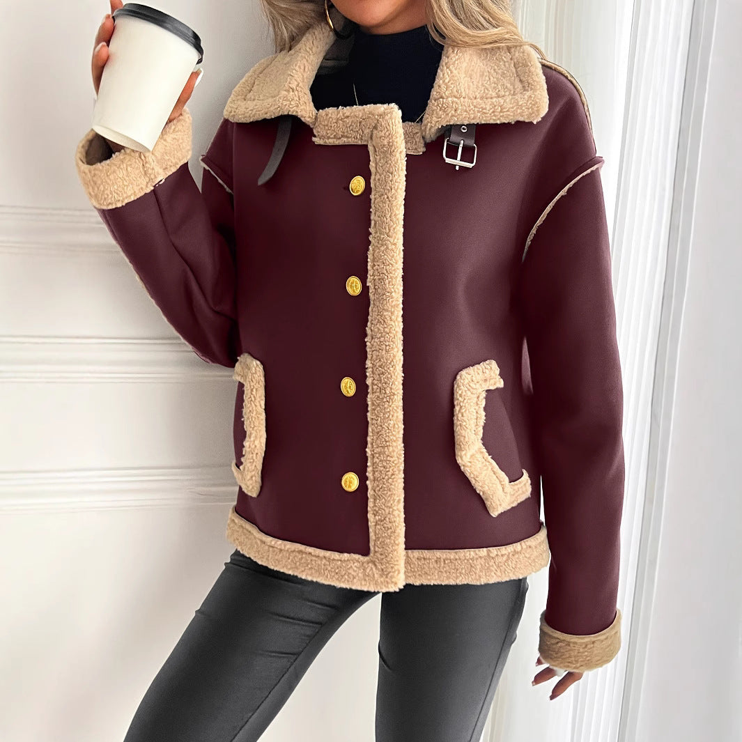 Teddyjas voor dames met knoopsluiting en zijzakken