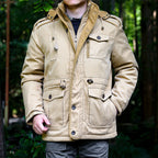 Parka voor heren met capuchon, koord, knopen en zakken