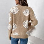 Sophie | Trui voor dames met bloemenmotief, ronde hals en lange mouwen