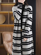 Oversized lang vest voor dames met strepen