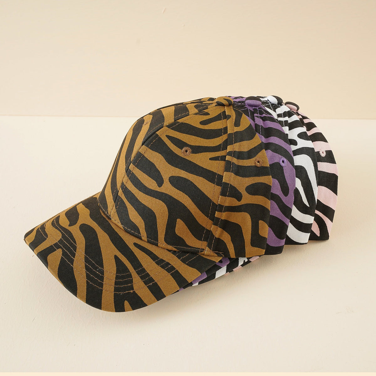Baseballpet voor dames met zebraprint en verstelbare sluiting