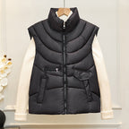 Gewatteerde bodywarmer voor dames met opstaande kraag en multifunctionele zakken