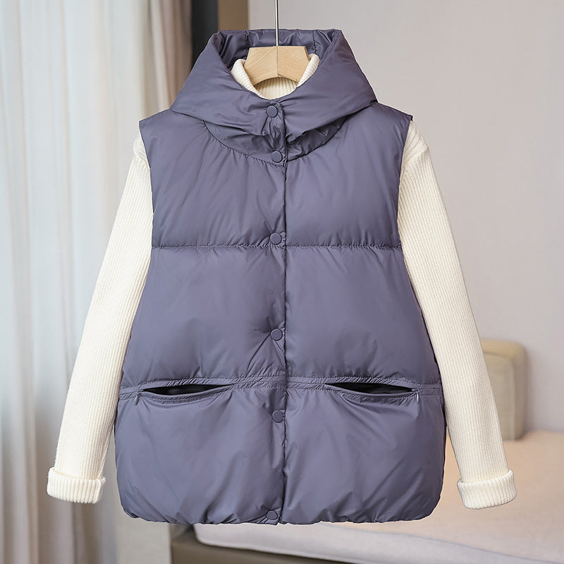 Gewatteerde bodywarmer voor dames met opstaande kraag en ritszakken