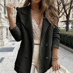 Gebreide blazer voor dames met dubbele knopenrij en reverskraag