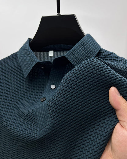 Herren Polohemd Modern Freizeit Stil – Atmungsaktives Sommer Oberteil mit Strukturmuster