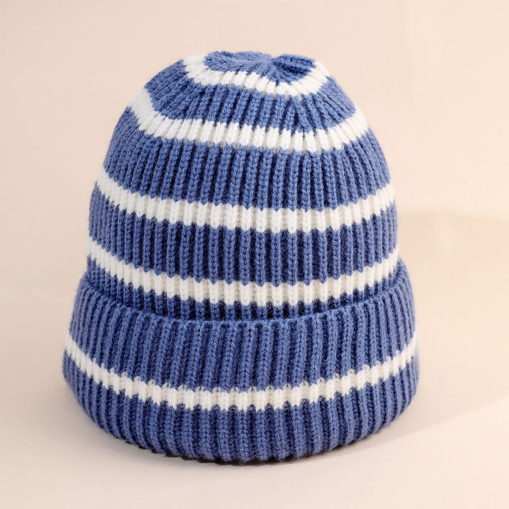 Gestreepte beanie voor dames met zachte binnenvoering