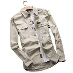 Canvas overshirt voor heren met borstzakken met klep en verstevigde naden