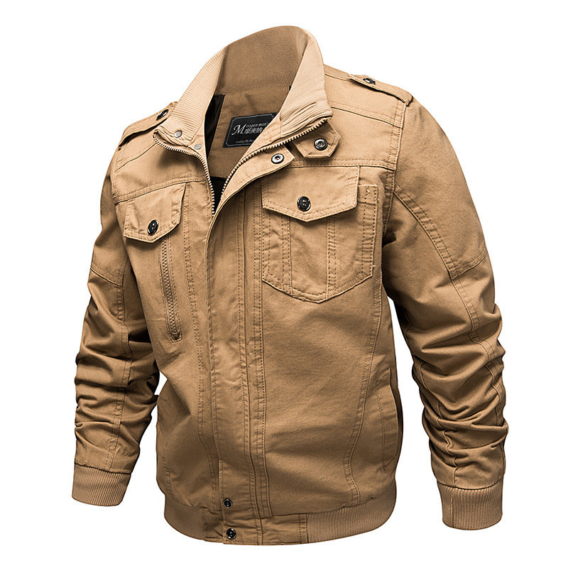 Canvas fieldjacket voor heren met opstaande kraag en multifunctionele zakken