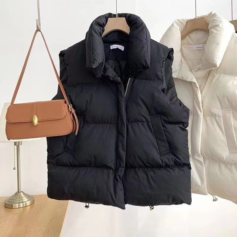 Gewatteerde bodywarmer voor dames met sjaalkraag en verstelbare zoom met koord
