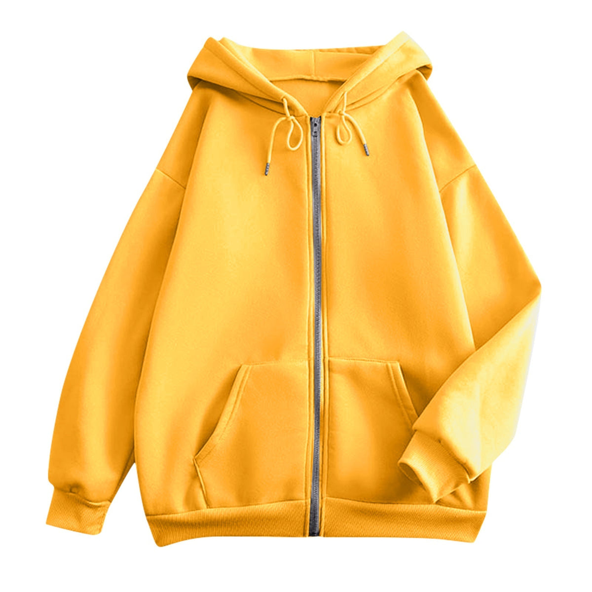 Wijde hoodie met rits voor dames, met kangoeroezakken en ribboorden