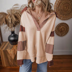 Oversized gestreepte sweater voor dames met V-hals