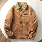 Gevoerde corduroy jas voor heren met teddykraag en knoopsluiting
