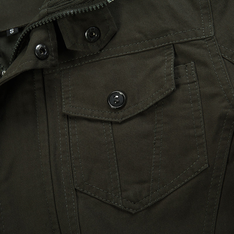 Canvas fieldjacket voor heren met opstaande kraag en multifunctionele zakken