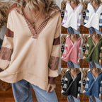 Oversized gestreepte sweater voor dames met V-hals