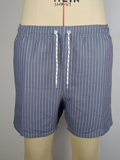 Pantalones cortos de baño y ocio para hombre con patrón de rayas – Cómodos shorts de playa para uso diario y vacaciones