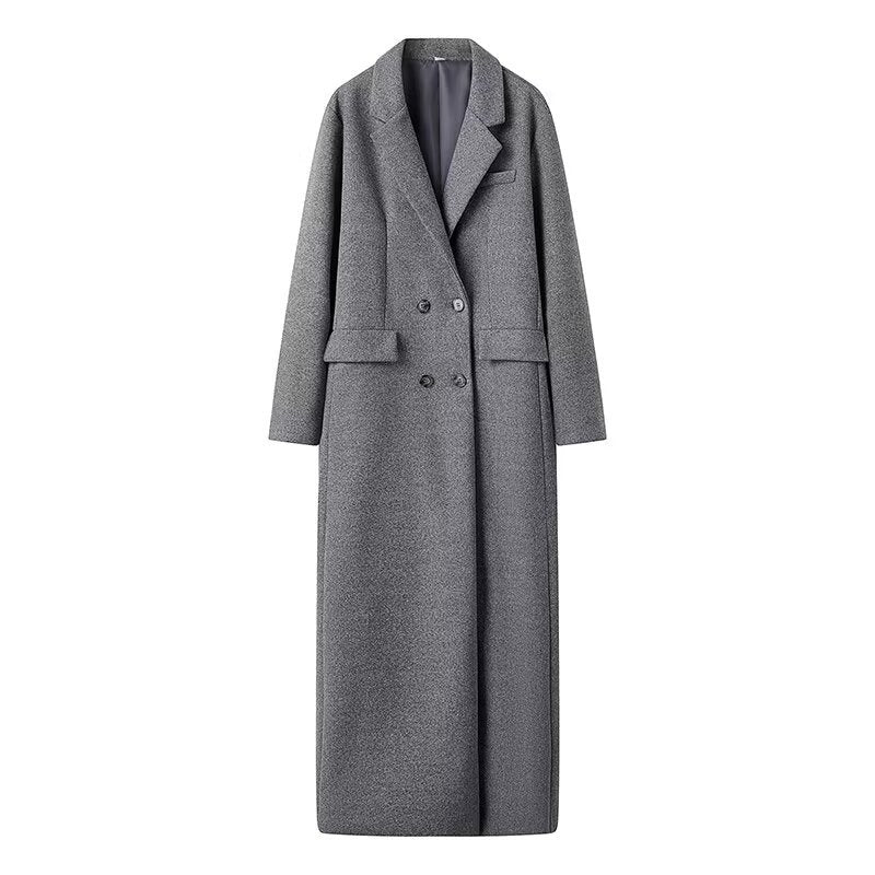 Oversized maxi-mantel voor dames met lange mouwen en zakken