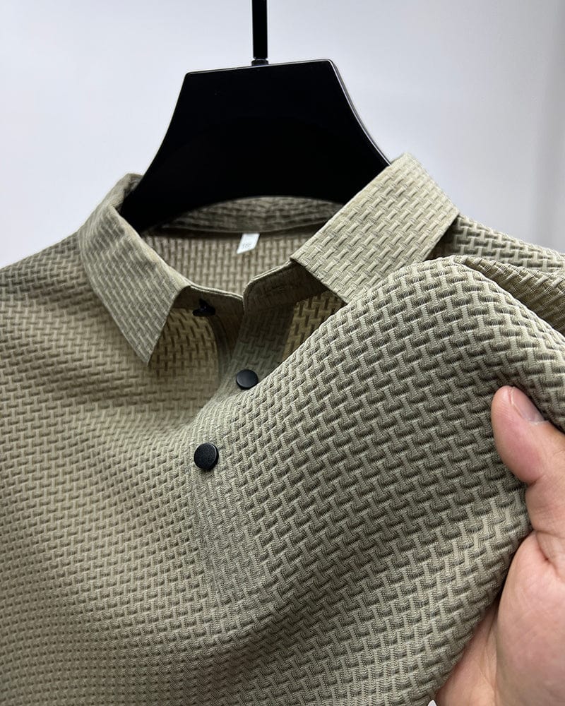 Herren Polohemd Modern Freizeit Stil – Atmungsaktives Sommer Oberteil mit Strukturmuster