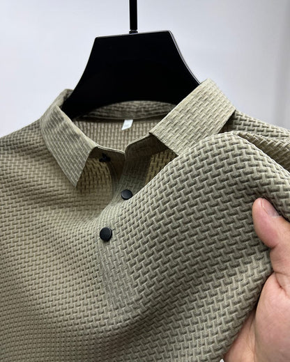 Herren Polohemd Modern Freizeit Stil – Atmungsaktives Sommer Oberteil mit Strukturmuster