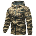 Camouflagejas voor heren met capuchon en zakken