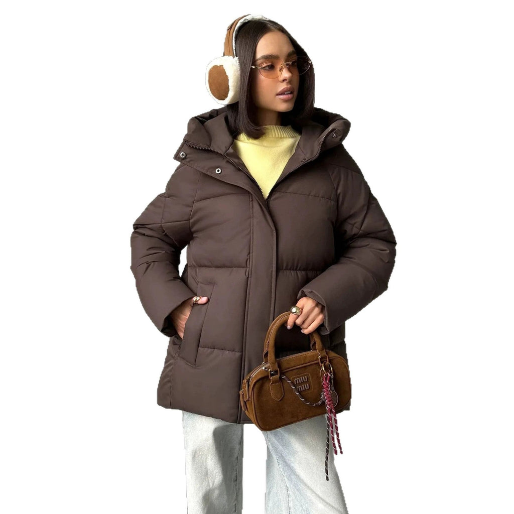 Oversized gewatteerde jas voor dames met capuchon en ingewerkte zakken