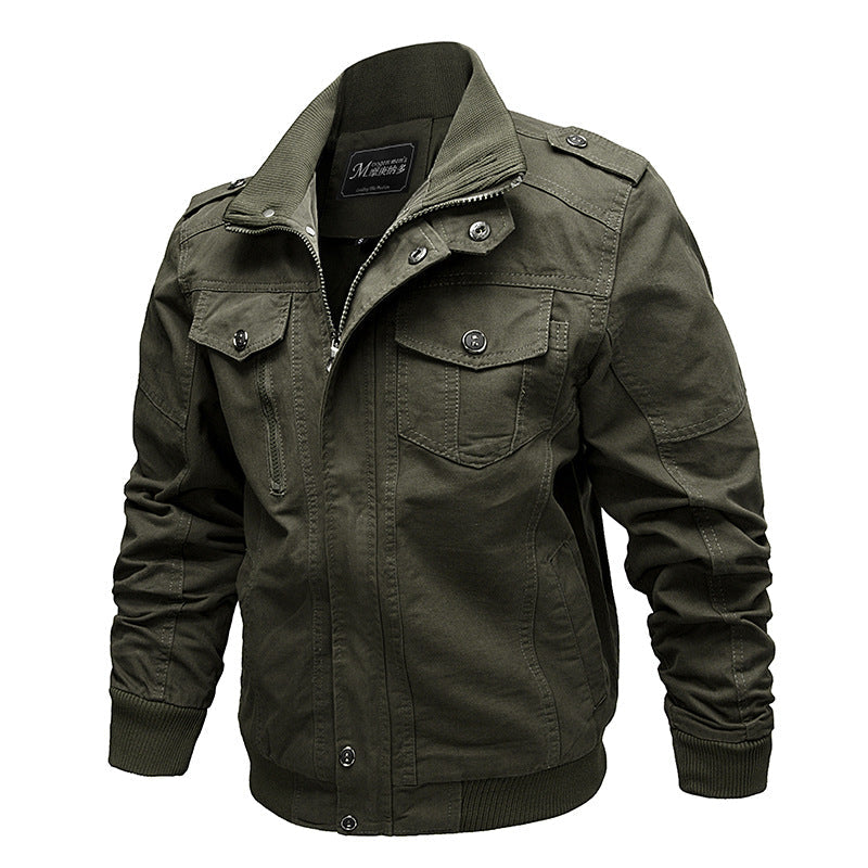 Canvas fieldjacket voor heren met opstaande kraag en multifunctionele zakken