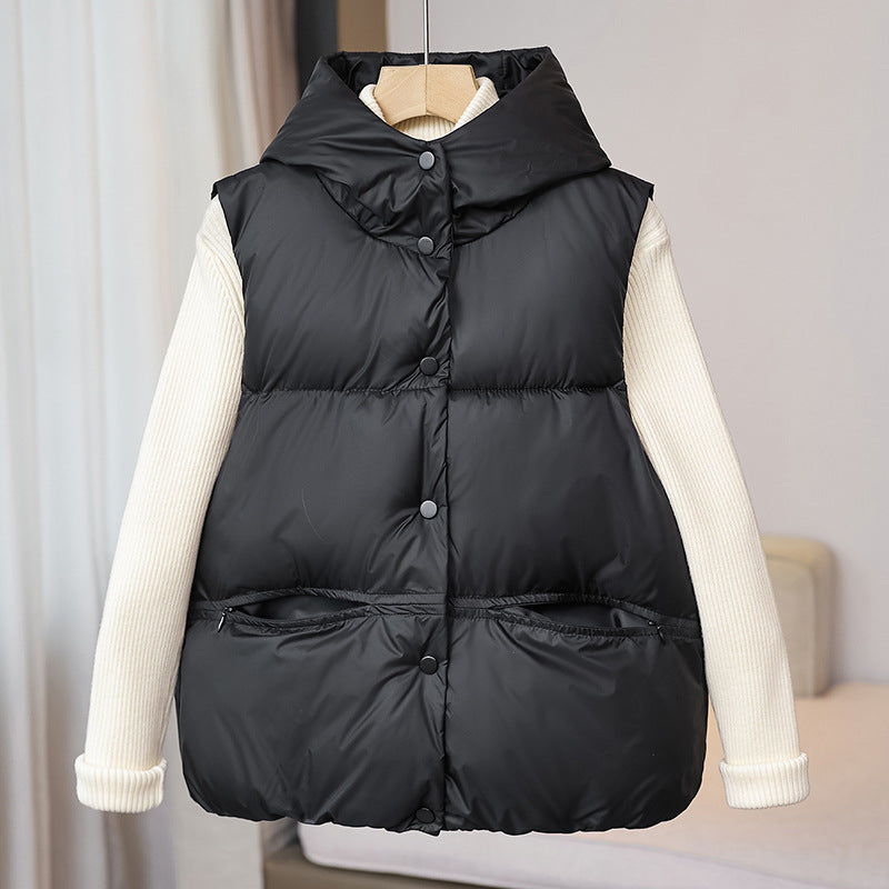 Gewatteerde bodywarmer voor dames met opstaande kraag en ritszakken