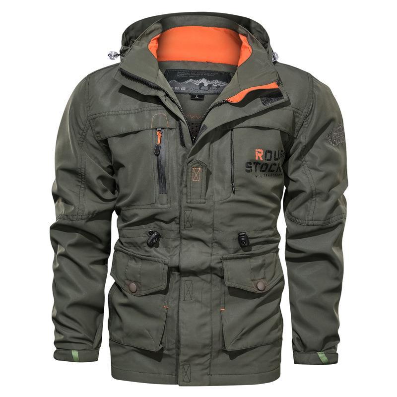 Veldparka voor heren met capuchon, zakken en trekkoord
