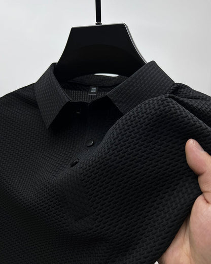 Herren Polohemd Modern Freizeit Stil – Atmungsaktives Sommer Oberteil mit Strukturmuster