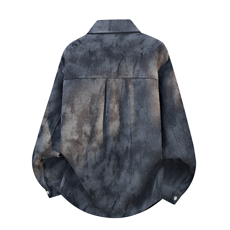 Oversized shirtjack voor heren in acid-wash-look met drukknopen