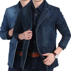 Spijkerblazer voor heren met smalle pasvorm, used-look en zakken