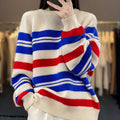 Oversized trui voor dames met strepen en ronde hals