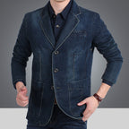 Spijkerblazer voor heren met smalle pasvorm, used-look en zakken