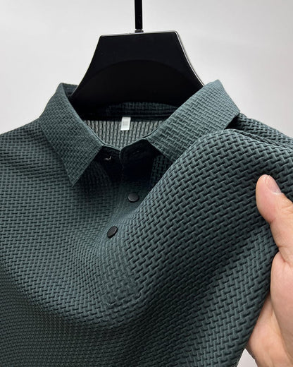 Herren Polohemd Modern Freizeit Stil – Atmungsaktives Sommer Oberteil mit Strukturmuster